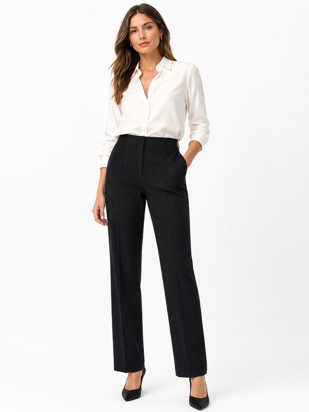 Piazza Sempione Sophia Black Dress Pants Women’s IT 46 US 14 Straight Leg Italy
